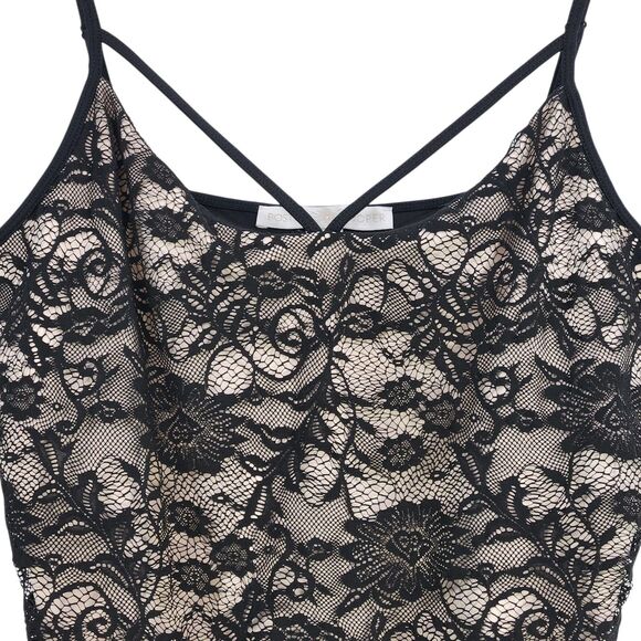 Boston Proper Nude Lined Black Floral Lace Camisole Medium Fairy Sexy Whimsigoth - Picture 2 of 9